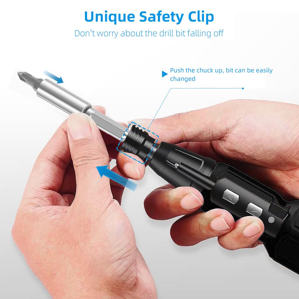 Serplex 3.6V Cordless Electric Screwdriver Set with 9 Bits, Rechargeable Electric Screwdriver with LED Lights and USB Cable, Electric&Manual 2-in-1 Cordless Screwdriver Kit for Repairing, DIY Project