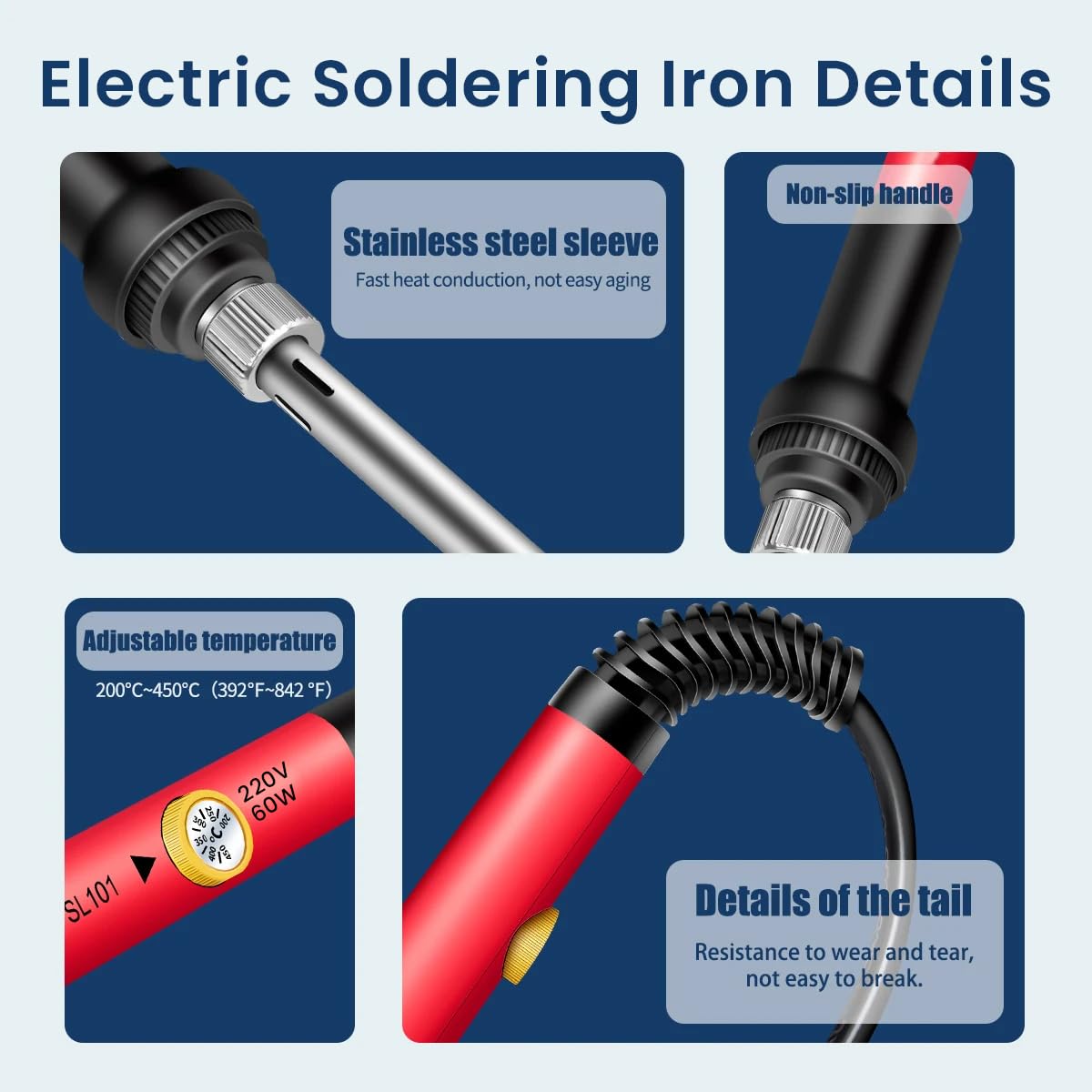 Serplex Soldering Iron Kit with Multimeter, 60W LCD Digital Display Welding Tool 180-500 Degree Soldering Tool Kit with 5Pcs Solder Iron Tips Comprehensive Soldering Set for Electrical Repairs