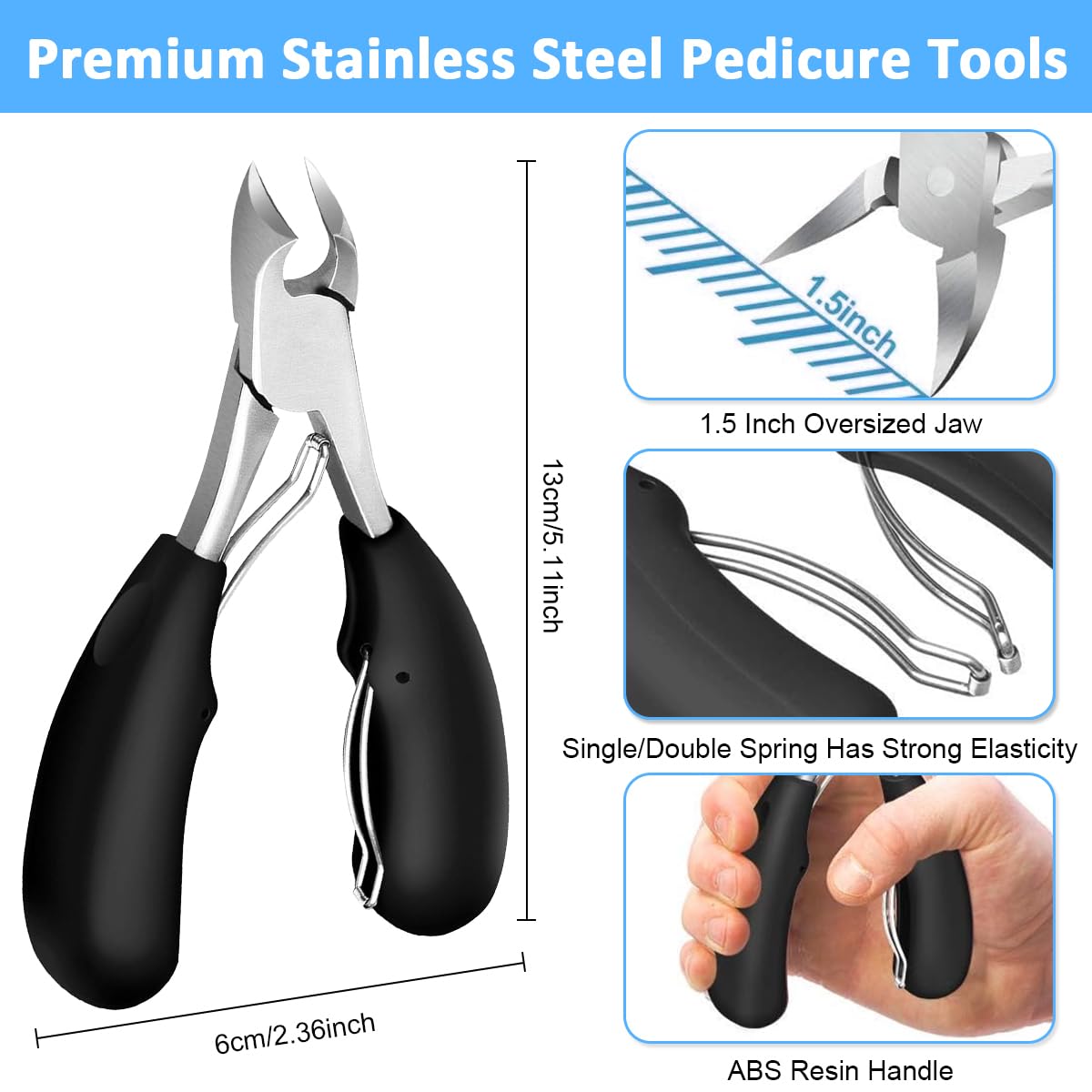 MAYCREATE Nail Clipper Pedicure Kit Ingrown Nail Kit 10pcs Stainless Steel Toenail Clippers Manicure Set with Storage Case Spring-loaded Thick Nail Clipper Kit Travel Nail Clippers Kit