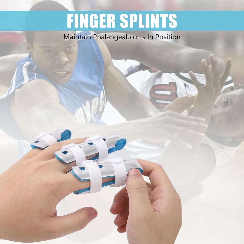 HANNEA Aluminum Alloy finger splint, 3Pcs Finger Cot Splint Dual Hook and Loop Closure Strap Adjustable Finger SplintsPosture Corrector for Finger Fractures, Dislocations, Sprains Finger Brace