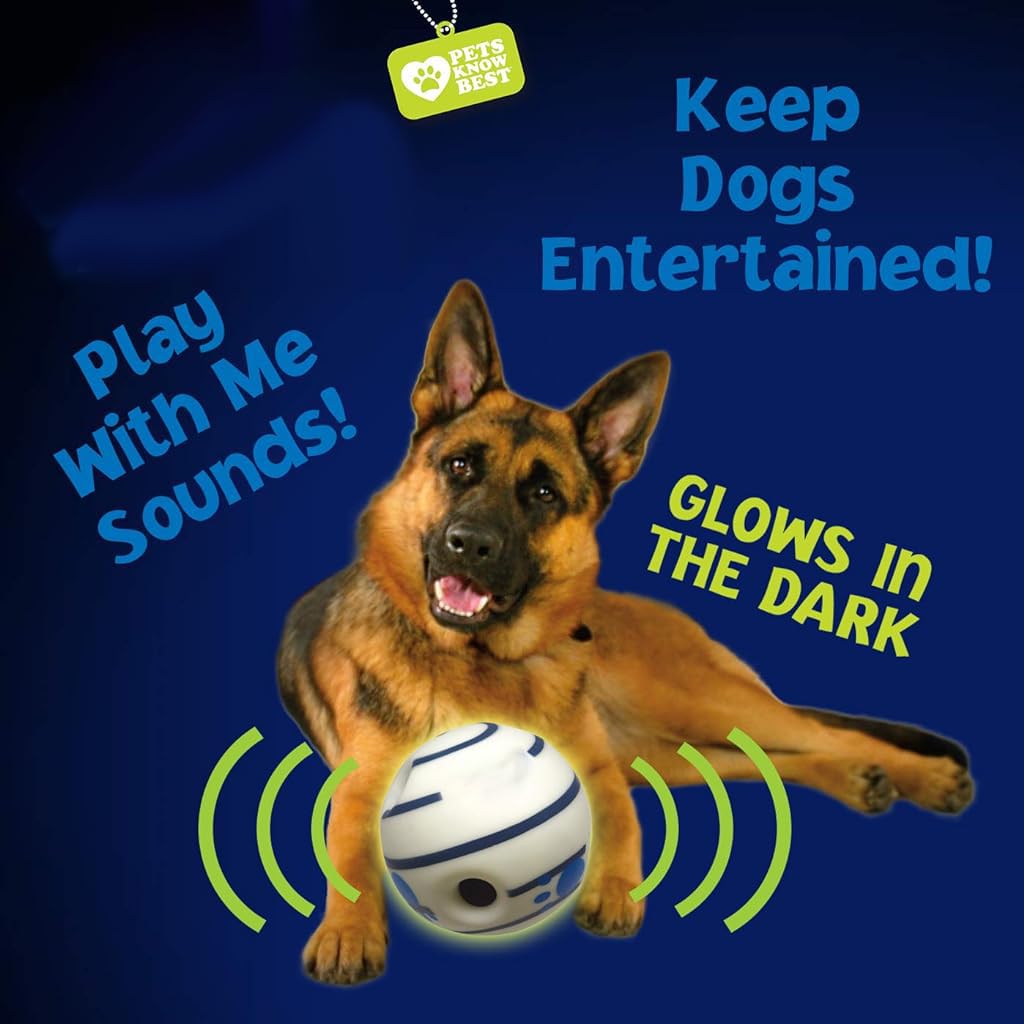 Qpets 5.5 Inch Interactive Toy Ball for Dog, Dog Toys for Adult Dog Fun Bouncing Sound Ball with Night Glow, PVC Dog Molar Chew Ball Funny Pet Ball Chewing Toy Ball Toy for Medium Large Dogs
