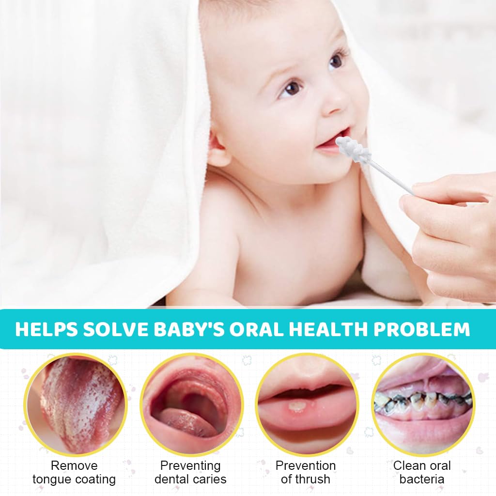 SNOWIE SOFT 30 Count Disposable Baby Care Oral Cleaning Sponge Swab Stick for Kids Adult Wet Dry Use Medical Sponge Individual Packing Cleaning Sponge Swab for Tooth Cleaning Oral Care