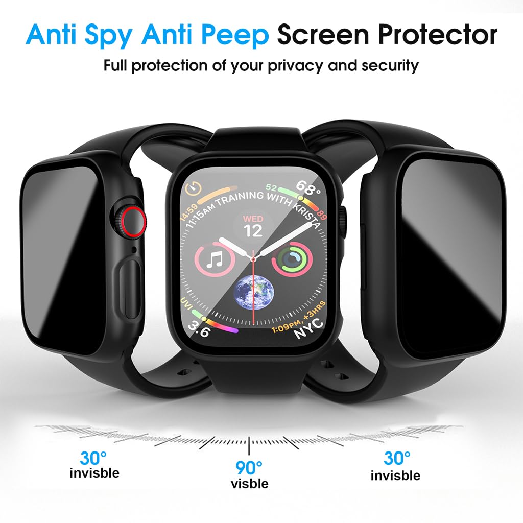 ZORBES 2Pcs Hard PC Screen Protector for A pple Watch S10 46mm with 9H HD Tempered Glass Protector Privacy Screen Protector Snap-on Full Cover Anti-Scratch Protective Cover for iWatch Series 10 46mm