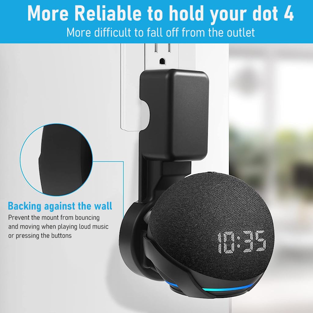 ZORBES Wall Mount for Alexa Echo Dot 5th Generation, Space-Saving Solution with Cable Management Wall Holder for Alexa Echo Dot 5th Generation, Alexa Echo Dot Accessories (Black, Holder Only)
