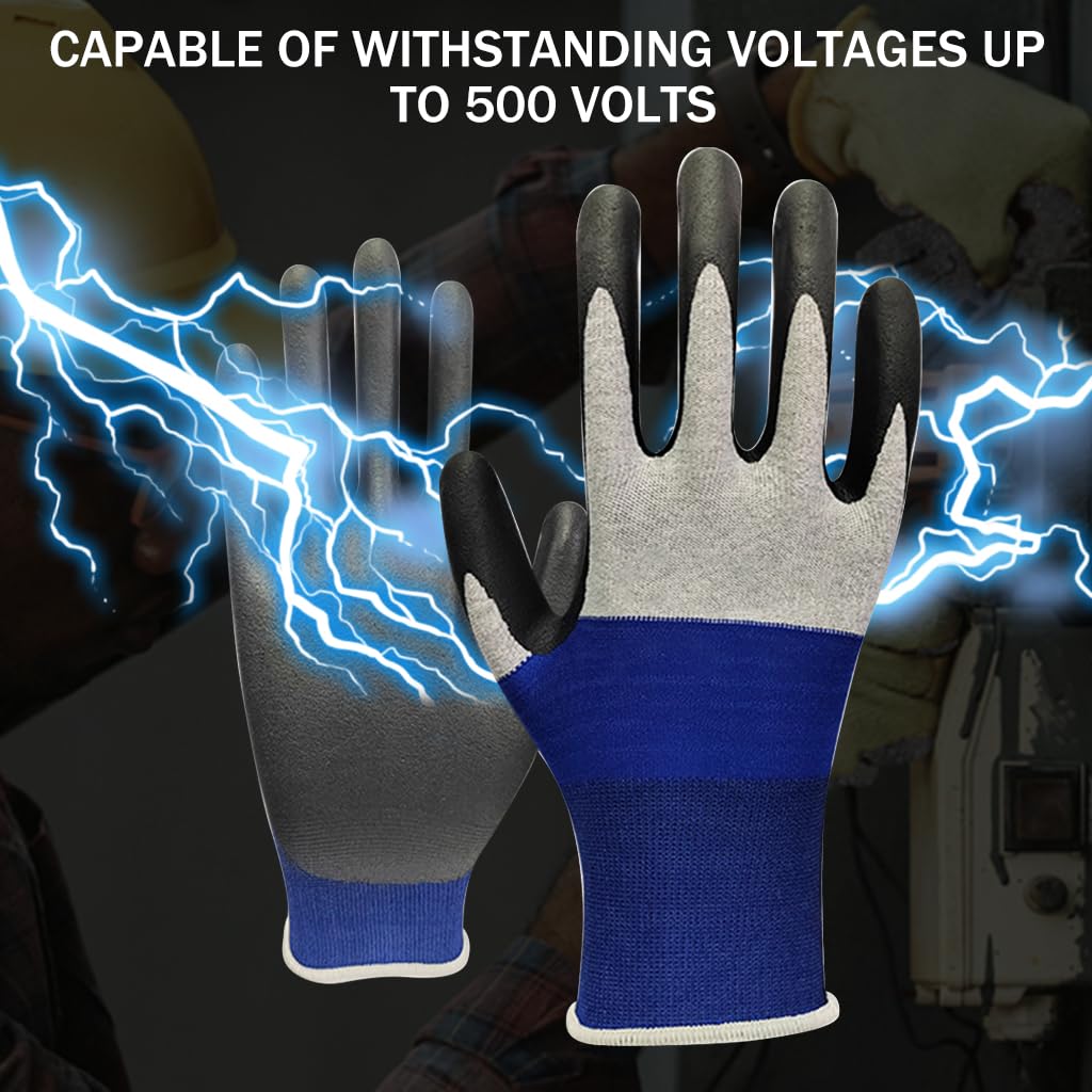 Serplex® Electrical Insulated Gloves Combo, 400V & 500V High Voltage Resistance, Flame Retardant, Full Palm Rubberized, Non-Slip, Safe Work Gloves for Men/Women, Electrician, DIY, Crafts