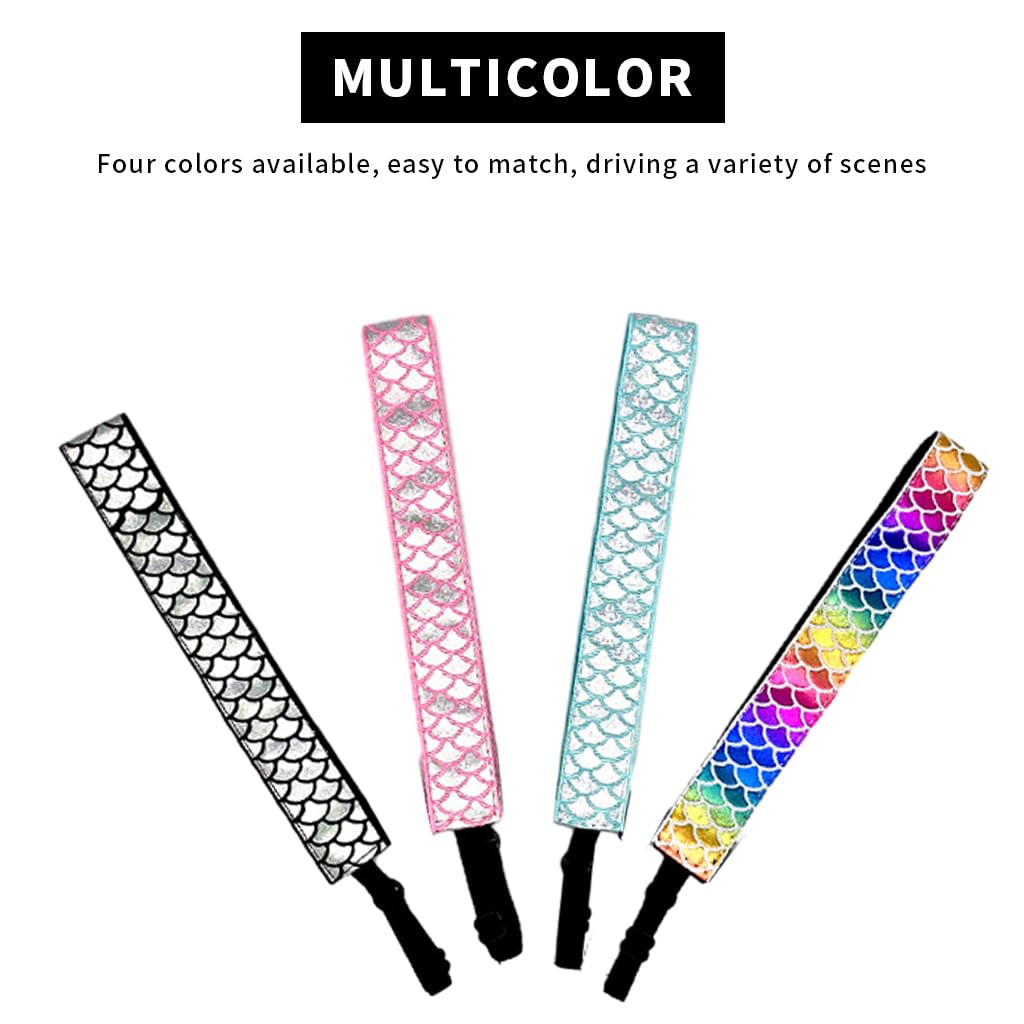 PALAY 4pcs Mermaid Elastic Headbands Yoga Headband Running Headband for Women Elastic Hair Headband, Sport Headband for Yoga, Fitness, Running