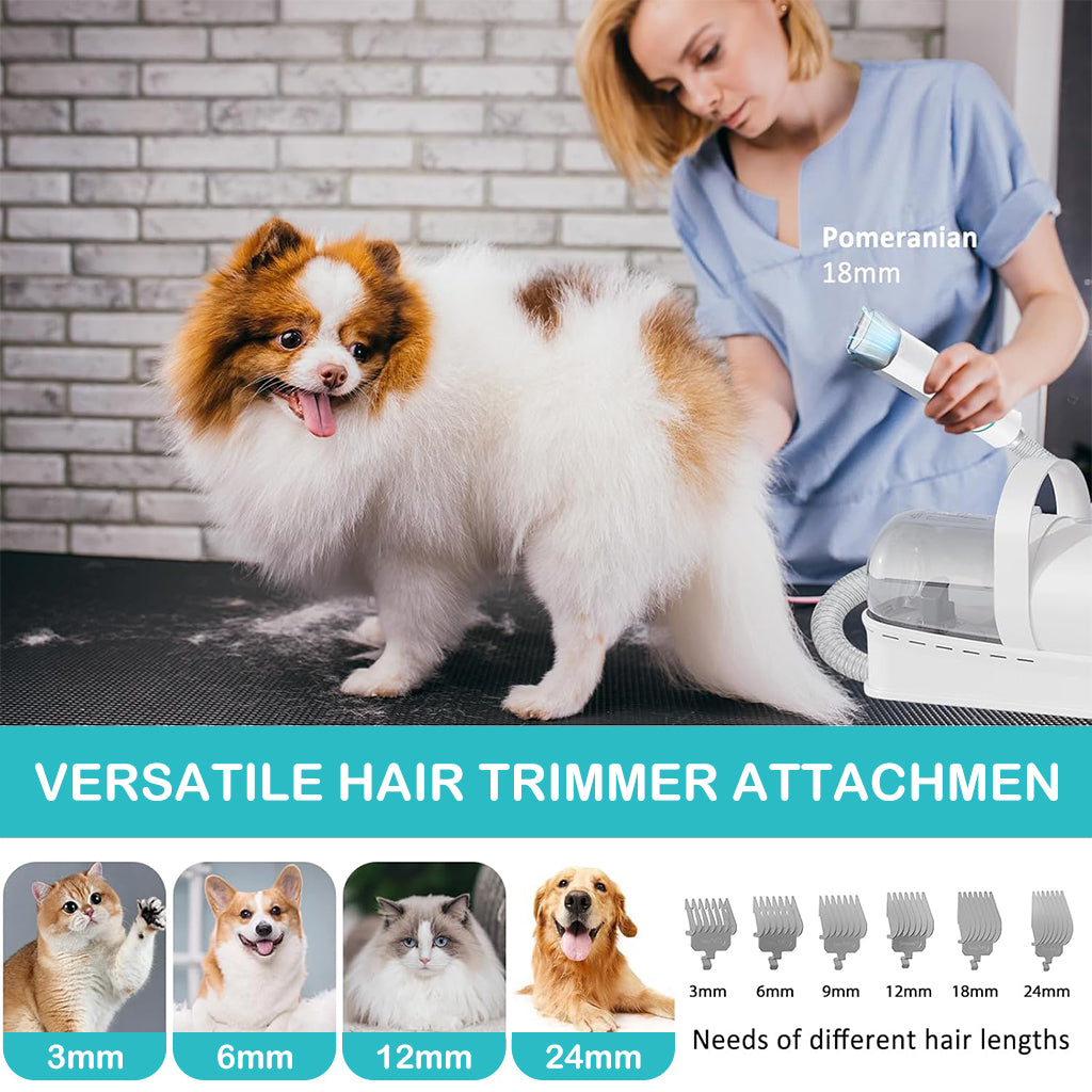 Qpets Dog Grooming Machine 7 in 1 Vacuum Dog Grooming Machine with 7 Interchangeable Heads, Dog Hair Trimmer, Shaver, Dog Nail Grinder, Hair Slicker Brush, Hair Duster Carry On Dog Grooming Machine