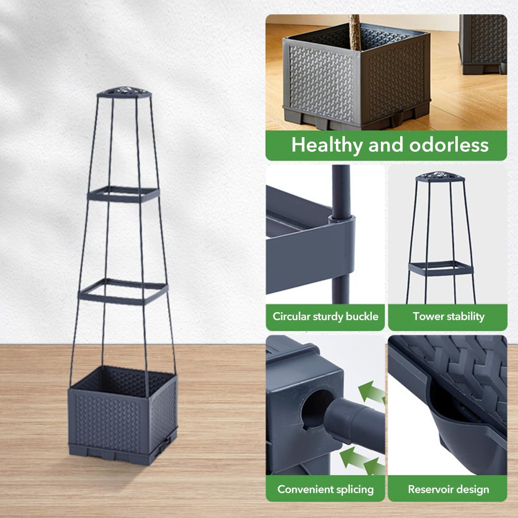 HASTHIP Planter Box for Twining Plants, Clinging Plants, Tendril Plants, Climbing Vegetables, Vegetables Pots for Home Garden with Draining Holes & Trellis