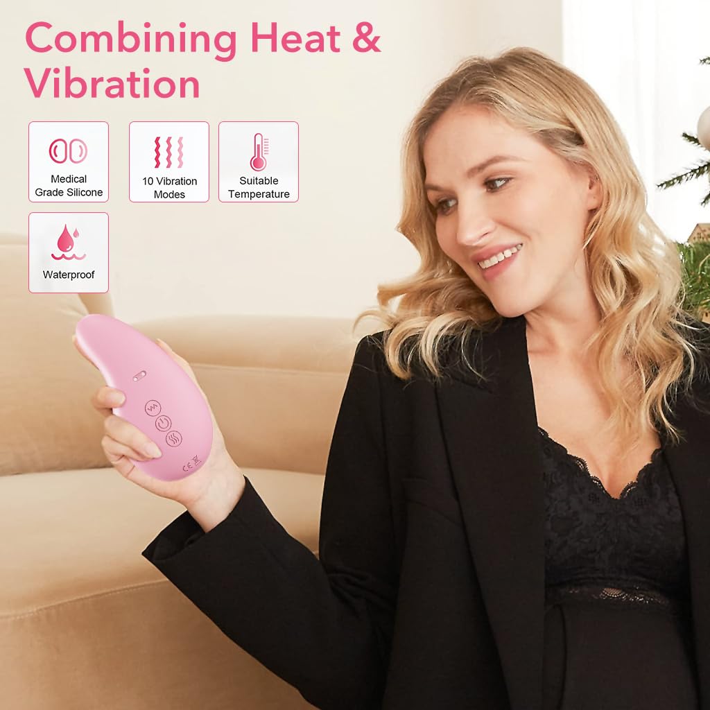 HANNEA Electric Massage for Lactation Electric Breast Stimulator Breast Dredging Accerate Milk Production Heating Breast Vibrant Massager with 3 Viberation Modes, Adjustable Temperature