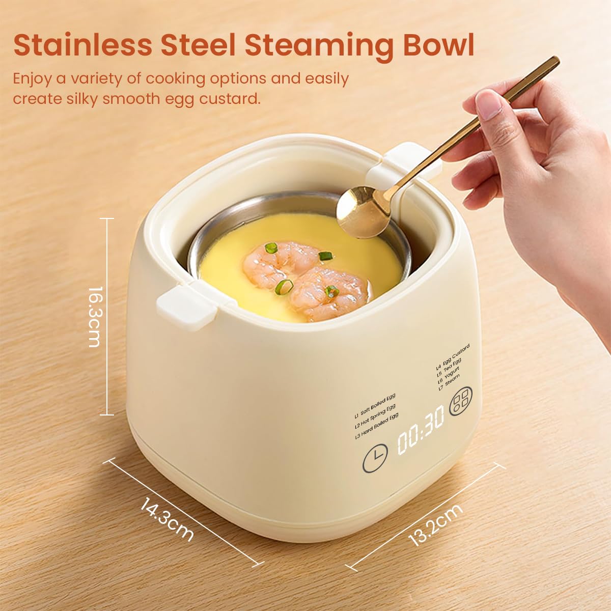 Supvox Egg Maker - Electric Egg Cooker With Auto Shut Off And Alarm- Egg Boiler Machine for Hard Boiled, Soft Boiled, Steamed Egg