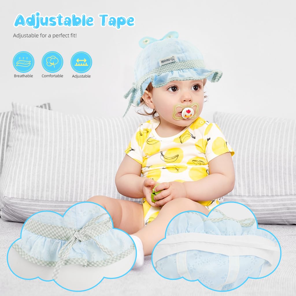 SNOWIE SOFT Baby Cap For Girls Breathable Cotton Sun Cap Bucket Hat Cute Cap for Baby Girl 6-12 Months Birthday Gift