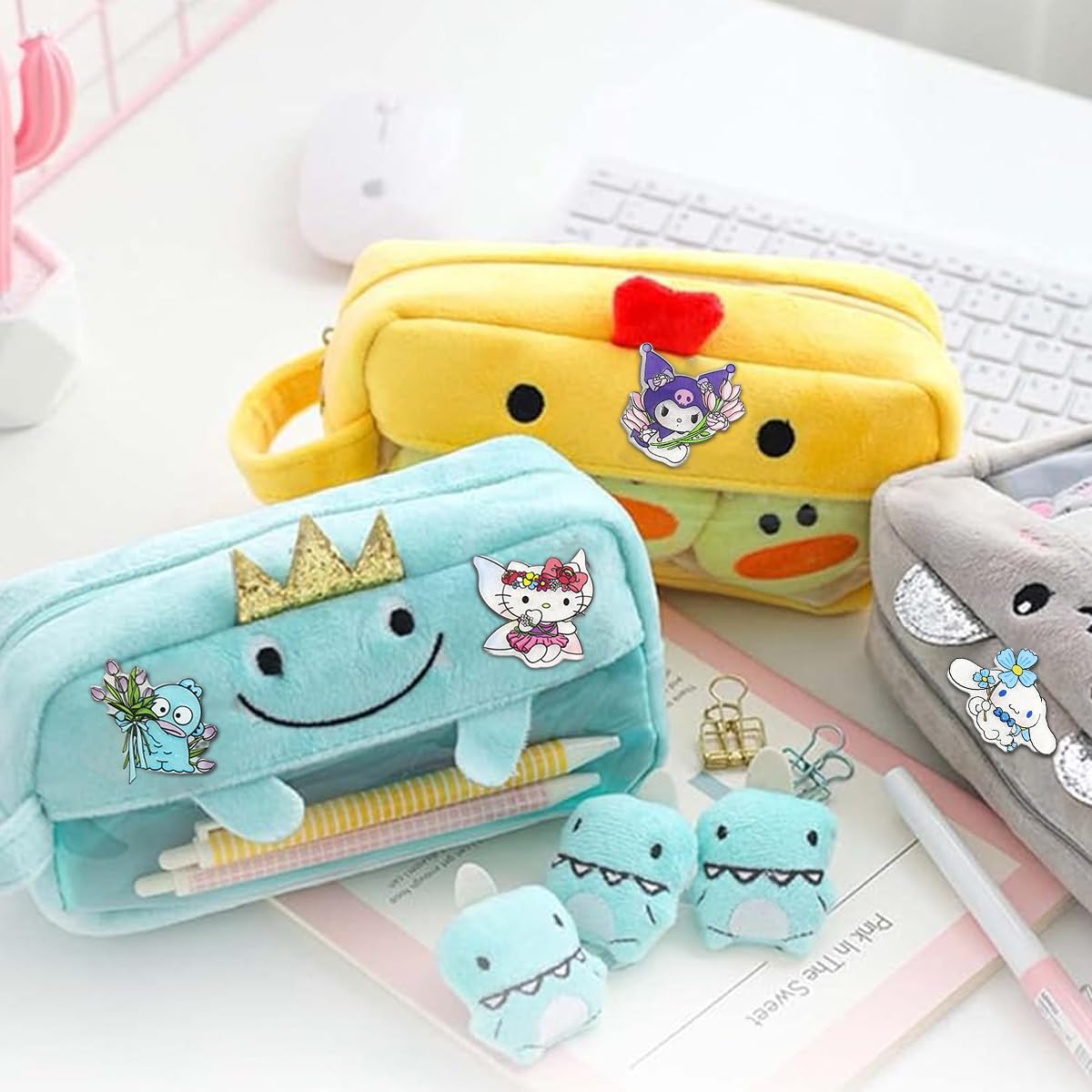 HASTHIP 10pcs Kawaii Pins for Backpacks Badges for Bags Aesthetic Acrylic Cartoon Pins Cute Kuromi Cinnamoroll Brooch Pins Sanrio Kitty Charms Pins for Kids Girls Clothing Jackets Hat Accessories