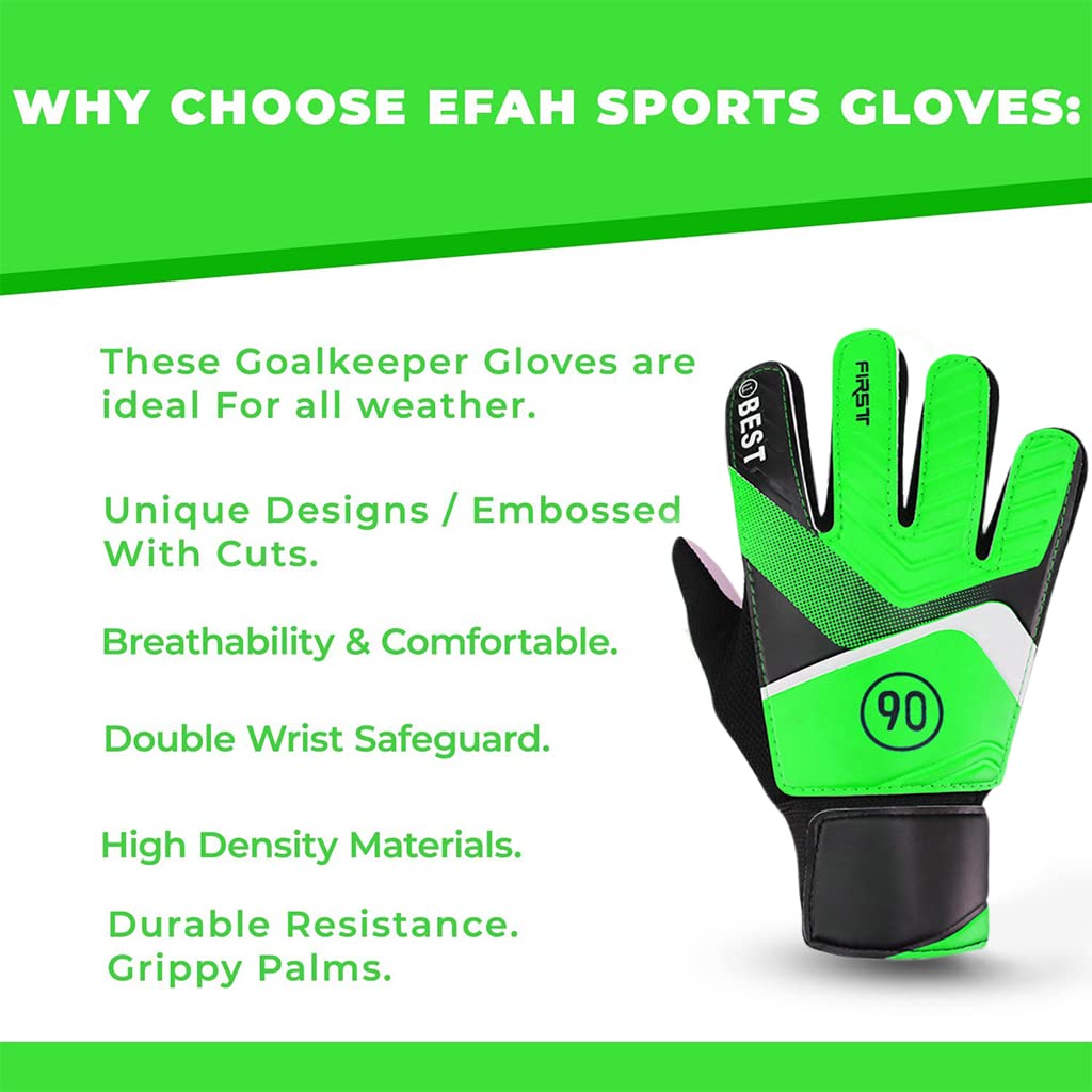 Proberos Goalkeeper Gloves For Football For Kids Teenagers,Practice Goalkeeper Synthetic Gloves,Give Splendid Protection&Comfort,Strong Grip Shockproof Non-Slip Goalkeeper Gloves For Youth(7#),Green