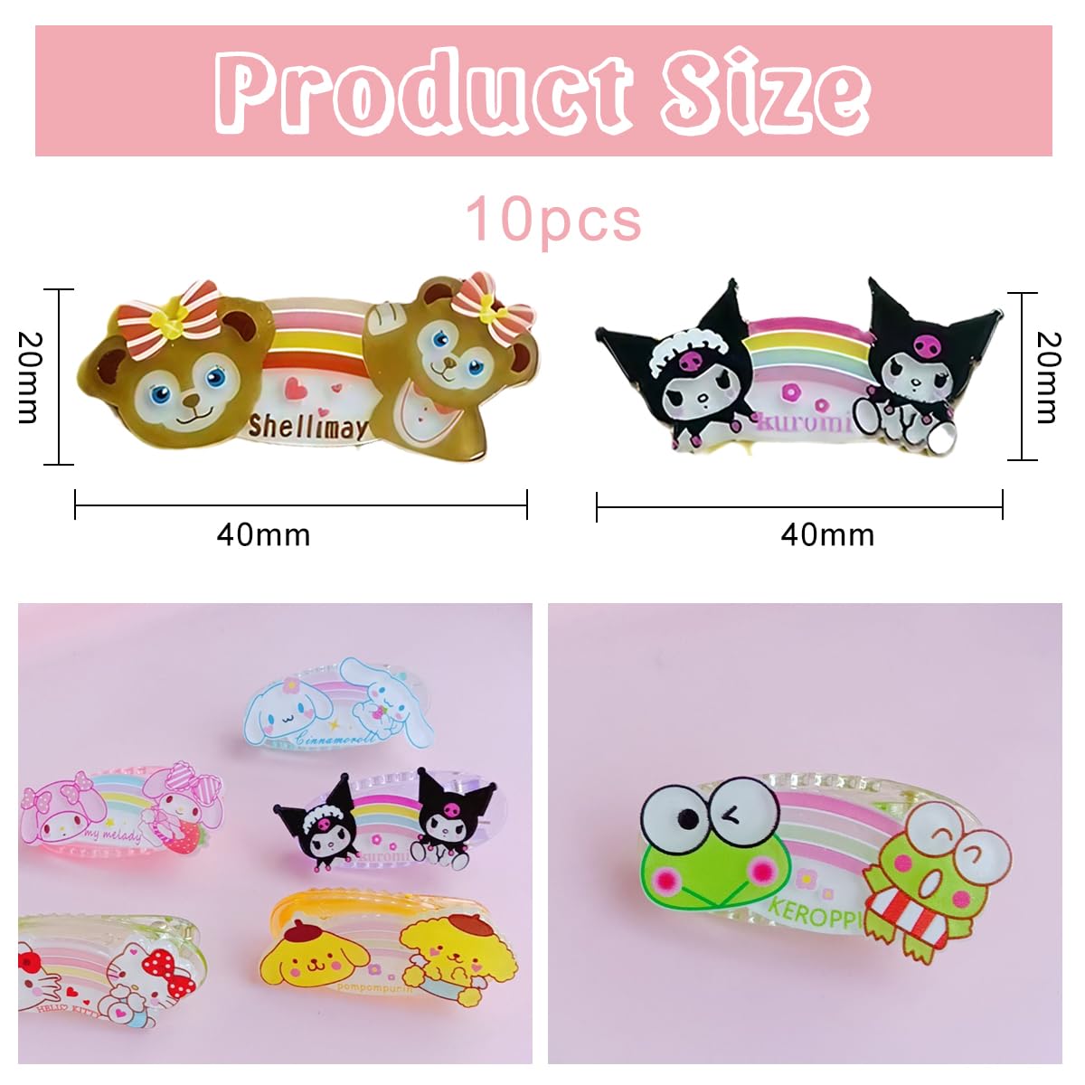 PALAY 10 Pcs Hair Clips Accessories Hair Gift, Cute Cartoon Hair Barrettes for Women Girls