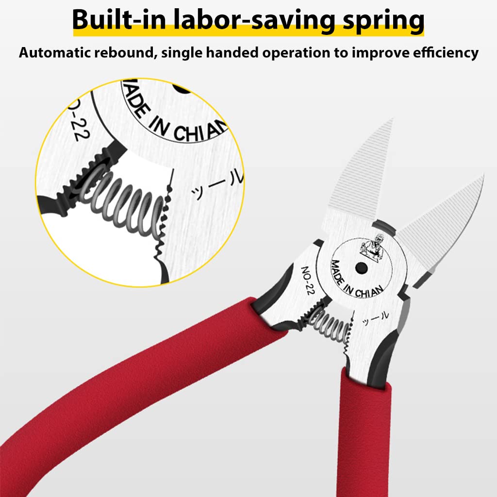 Serplex 6 inch Steel Wire Cutter Tool Wire Stripper and Cutter Cutting Plier Nose Pliers Rubberized Handle Labor Saving Wire Cutter Sharp Wire Cable Cutter Plier Tool for Electricity Work
