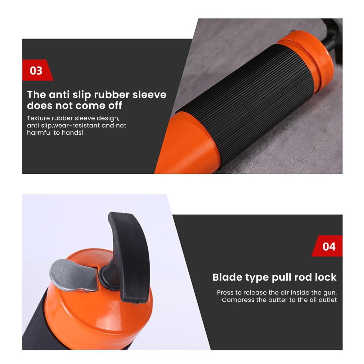 STHIRA Grease Gun Tool Kit with 2 Nozzles 14, 000 PSI Dual-piston Pressurized Manual Grease Gun Dual Lever Grease Gun Tool Anti-slip Handle Design Flexible Manual Grease Gun