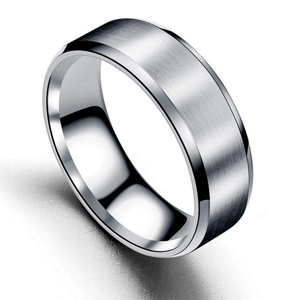 SANNIDHI 3 Pcs of Stainless steel Simple Band Rings for Men Fashion in 6MM Width and set of Silver, Black and Gold 19MM