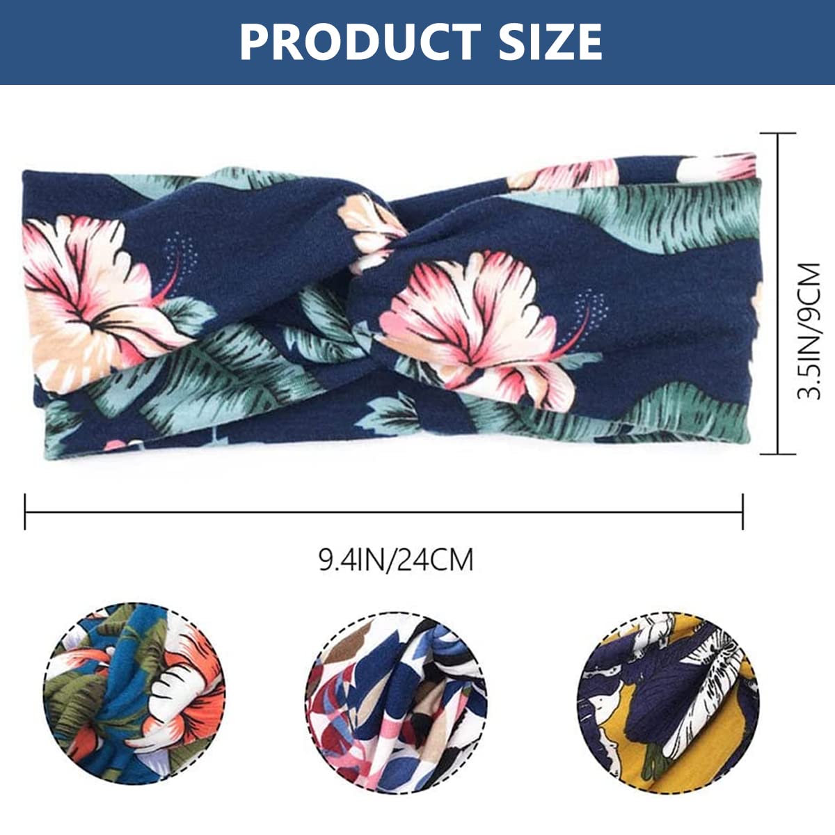 Proberos 4Pcs Gym Headbands Bohemian Headbands for Women Girls Men, Stretch Wide Hair Bands Stylish Yoga Sweatband for Workout, Running, Tennis, Badminton, Marathons, Cycling