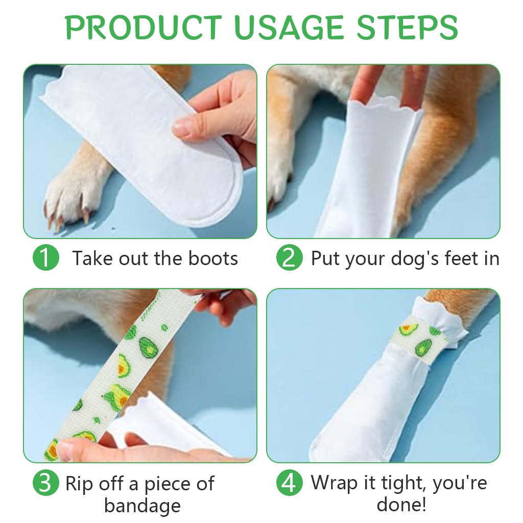 Qpets 20Pcs Pet Walking Shoes, Water Resistant Lining Design Eco Non-woven Dog Boots Easy-tie Bandage Pet Palm Sleeve Cover for Walking Outdoor Shoes for Medium and Large Dogs - Size M