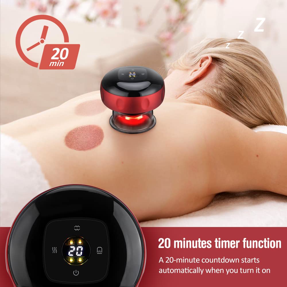 HANNEA 3 in 1 Cupping Set, Electric Cupping Therapy Set Gua Sha Massage Tool Cellulite Massager, Back Massager with Infrared Heat Rechargeable Vacuum Therapy Machine For Women
