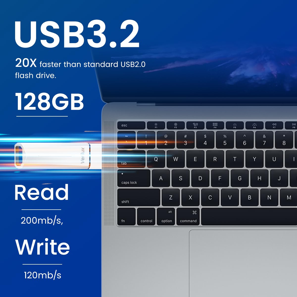 Verilux USB Flash Drive 128GB USB 3.2 Flash Drive High Speed Reading & Writing Pendrive Universal USB Mini External Flash Drive for Laptop Portable Flash Drive for Travel