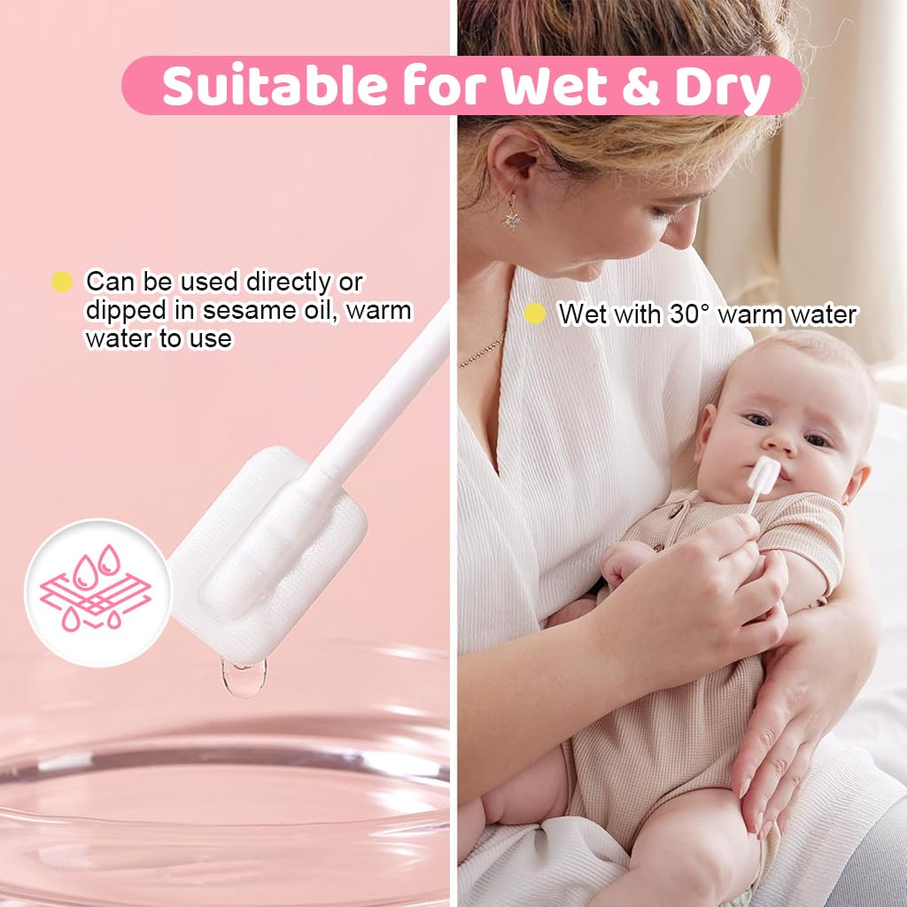 SNOWIE SOFT 30 Count Disposable Baby Care Oral Cleaning Sponge Swab Stick for Kids Adult Wet Dry Use Medical Sponge Individual Packing Cleaning Sponge Swab for Tooth Cleaning Oral Care