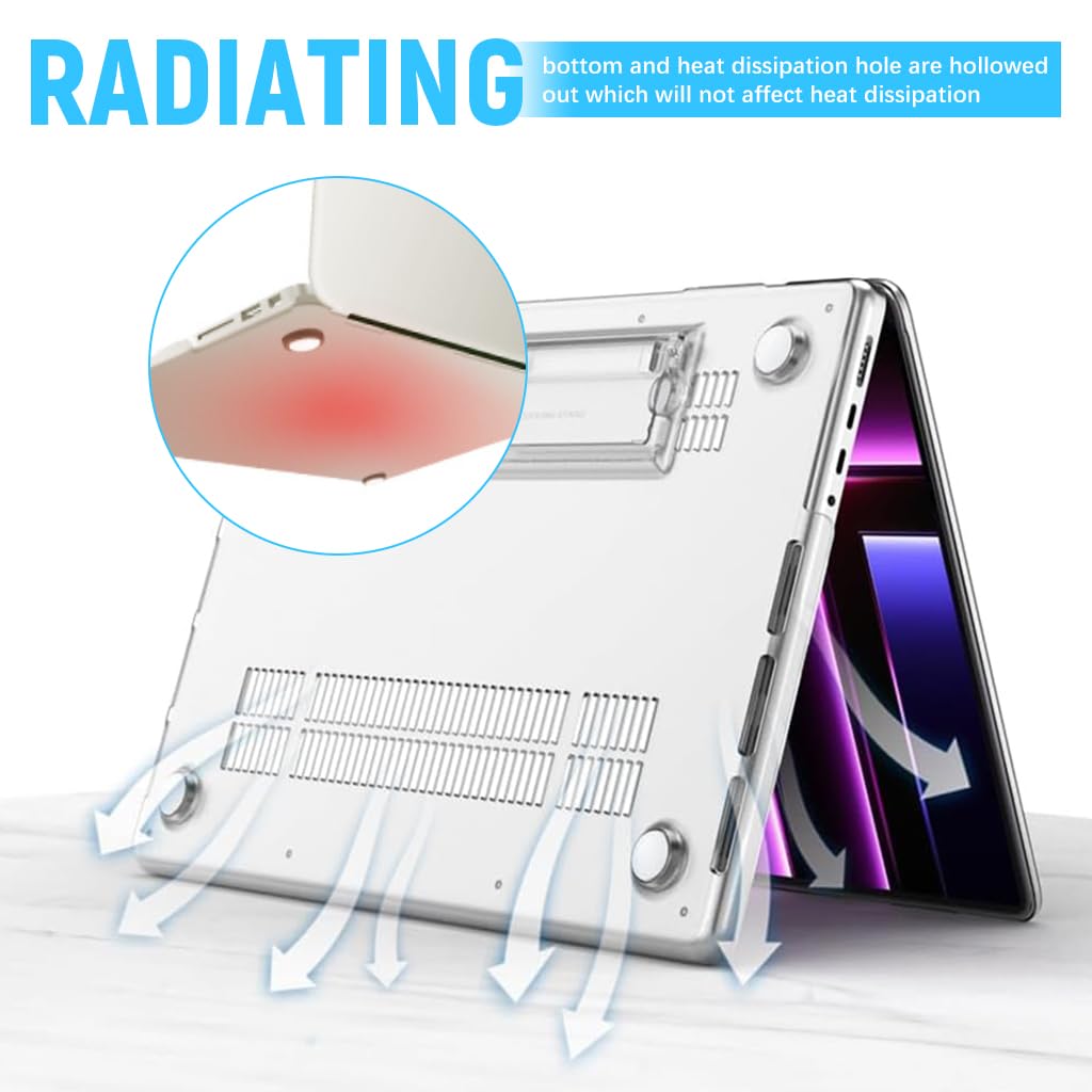 ZORBES Laptop Case for MacBook Pro 14.2 inch Sleek Transparent 2 in 1 Laptop Case with Intergrated Folding Rising Stand Universal Laptop Case for MacBook Pro 14.2 Inch A2992 A2918 A2779 A2442