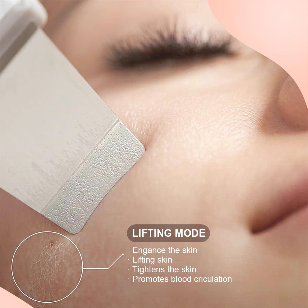 HANNEA Skin Scrubber Blackhead Remover Tool Ultrasonic Facial Cleaner Massager Machine Skin Scraper USB Rechargable 4 Modes Skin Spatul with LCD