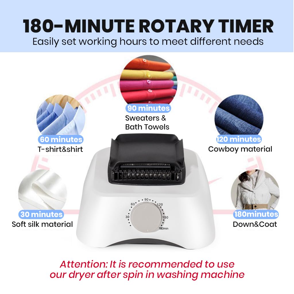 Supvox Clothes Dryer Machine 360 Degree Hot Wind Circulation Clothes Dryer Easy Assembly Double Layer Stainless Steel Rack with Ventilation Clothes Dryer Smart 180 mins Timer Design