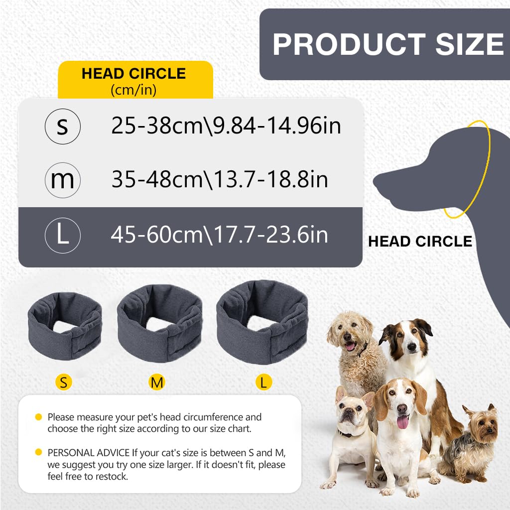 Qpets Pets Comforting Hoodie Ear Muff for Dog Large Comforting Wrap Winter Ear Muff Stretchy Adjustable Ear Snood for Dog with Long Ears, L