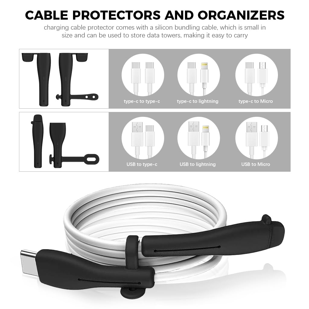 Verilux 2 Pack Silicone Charger Cable Protector, Safety Cover for Apple AtoL 5W and CtoL 20W PD Charging Cables, Cord Sleeve Charging Cable Connector Protective Cover, Mobile Accessories and Gadgets