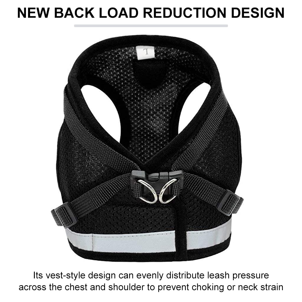 Qpets Dog Harness for Large Dogs, Adjustable Dog Belt with Safety Reflective Strip, Breathable Mesh Fabric Cat Belt, Dog Vest Harness with Leash (Suitable for 4-6 kg)