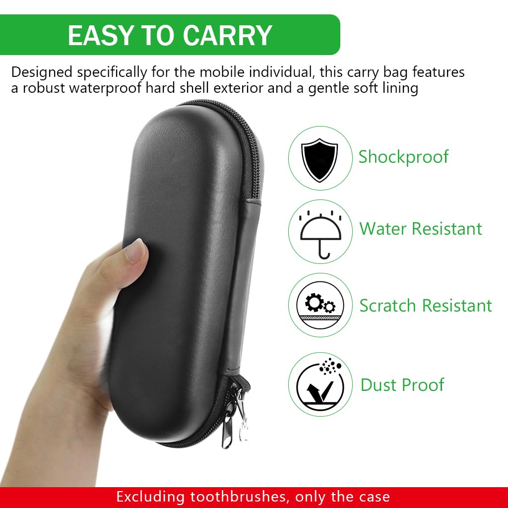 HANNEA Electric Toothbrush Hard Travel Case Compatible with Oral-B Pro Pro 500 300 1500 iO series 7 8 9 Electric Toothbrush, Portable EVA Protective Storage Bag Holder with Mesh Pocket
