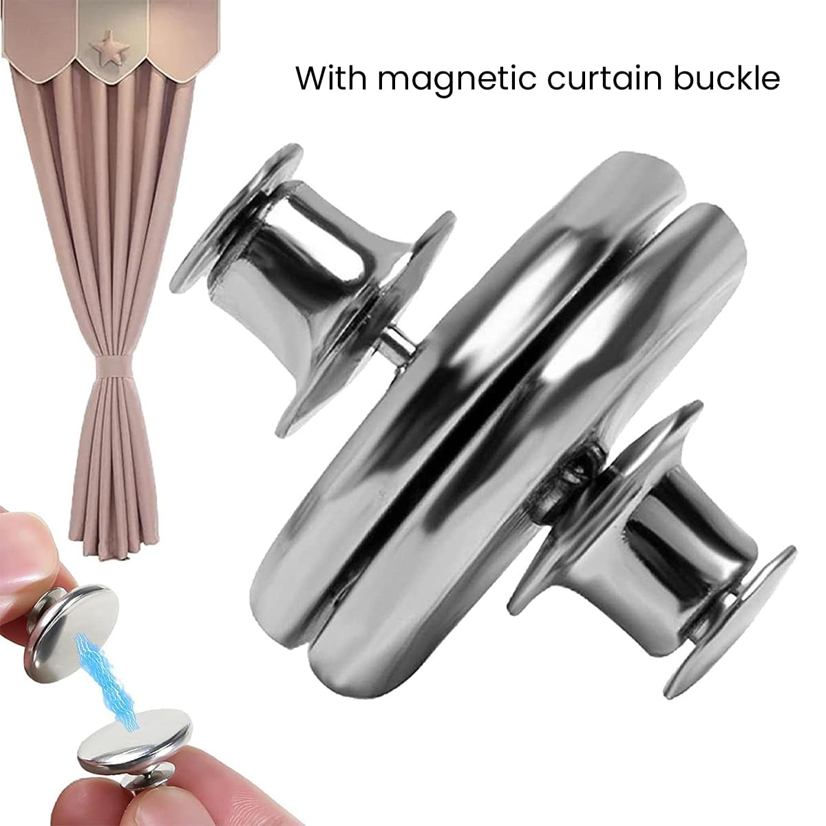 HASTHIP 5 Pairs Curtain Magnets Closure with Tack, Drape Magnets Button Curtain Magnetic Holdback Button for Heavy Duty Velvet Drape, Suede Curtain, Cotton Curtain, Keep Drapes Stay in Place