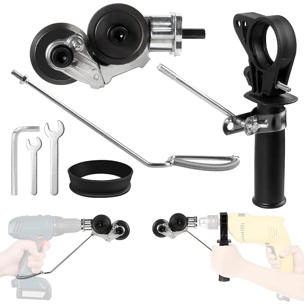 Serplex Electric Drill Shear Attachment Cutter, Electric Drill Plate Cutter Metal Nibbler Drill Attachment with adapter, Drill Machine Attachment Tools For Cutting Iron, White Sheet, Steel, Copper