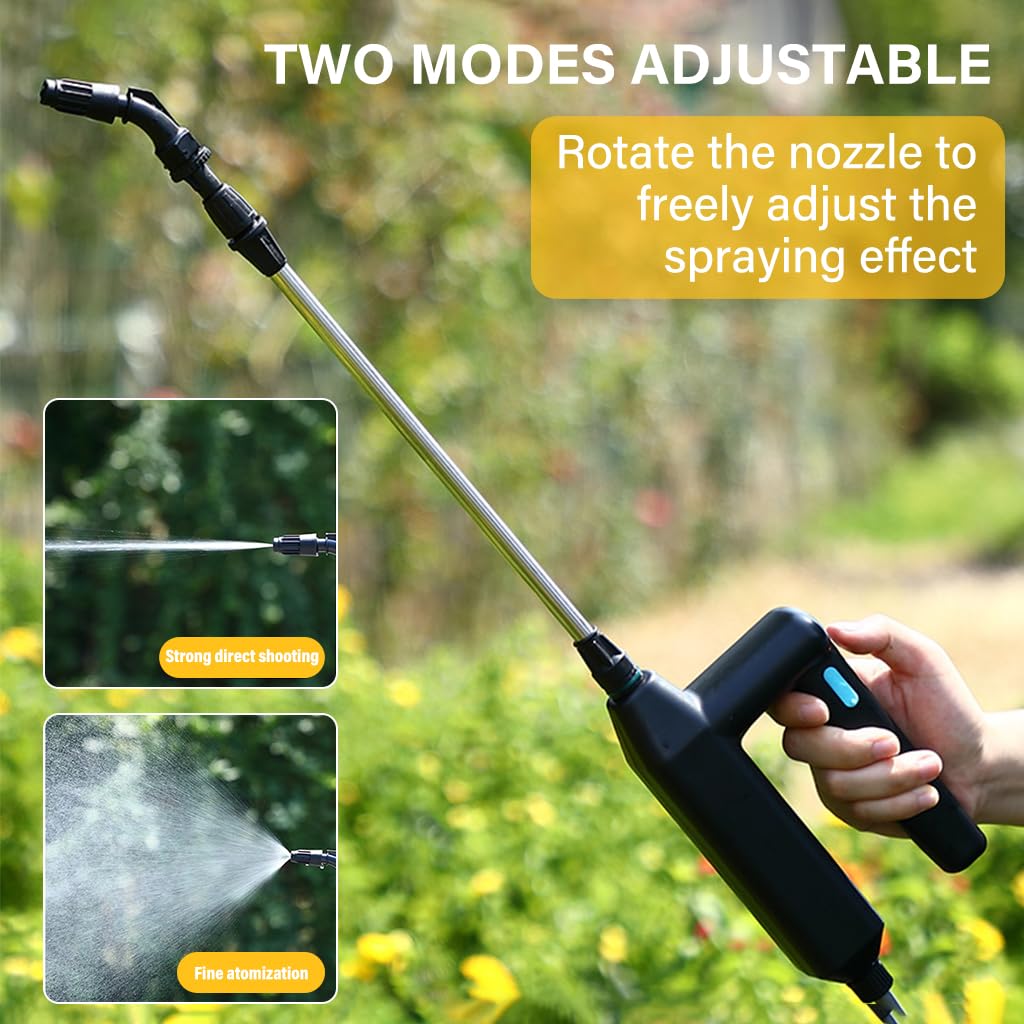 HASTHIP® USB Water Sprayer with 3 Nozzles 2400mAh Mist Lightweight Garden Sprayer with 16.4 Water Pipe Long Nozzle for Irrigation Gardening Watering Agriculture 2 PCS