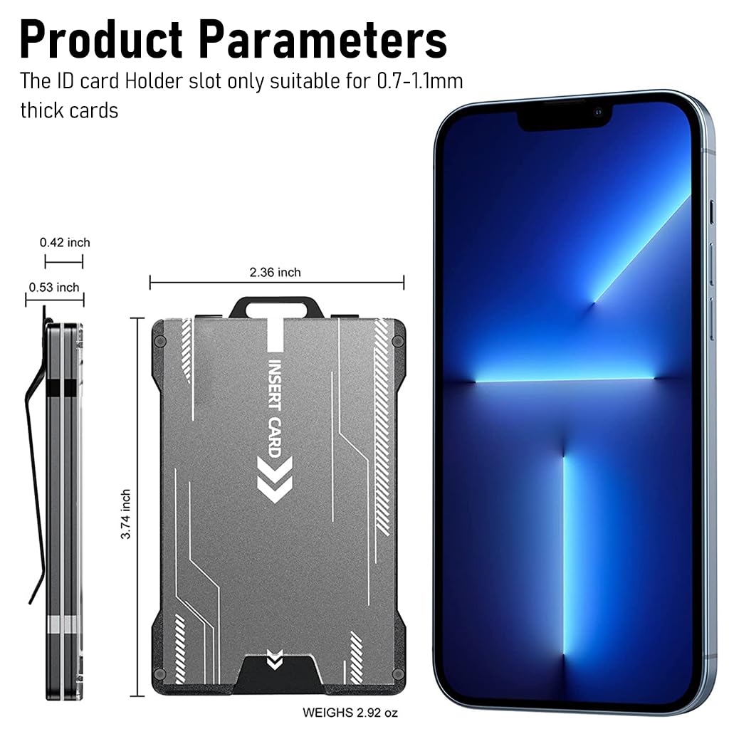 HASTHIP 2 in 1 Metal Money Clip Wallet with with Clear ID Card Holder, RFID Blocking, Holds up 1-12 Cards with Cash Clip, Ultra-Thin Minimalist Wallet for Men, Credit Card Holder ID Badge Holder