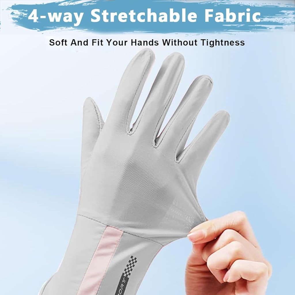PALAY® 2 Pairs Hand Gloves for Bike Riding,UV Sun Protection Gloves for Women,Bike Women Non-Slip Touch Screen Design UPF 50+ Outdoor Fishing (Grey & Black)