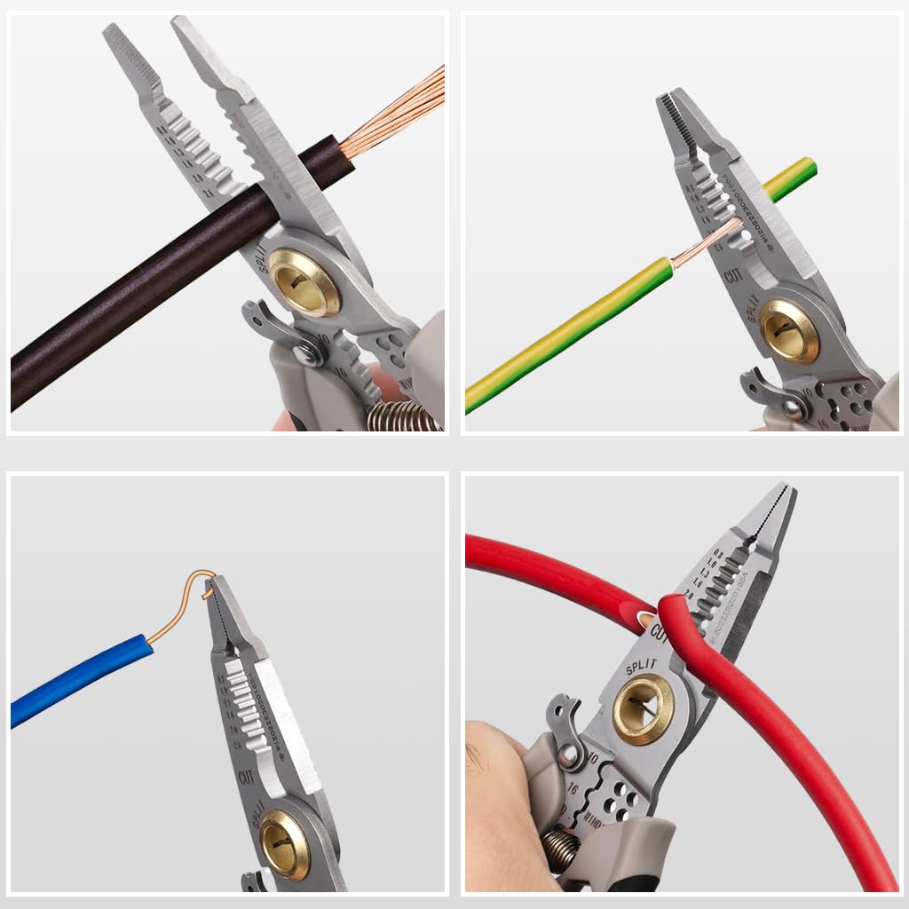 Serplex Wire Stripper 7-inches Wire Stripping Tool 4 in 1 Multipurpose Wire Stripping Tool with Hex Screwdriver Rubberized Handle Labor Saving Wire Cutter Stripping Tool