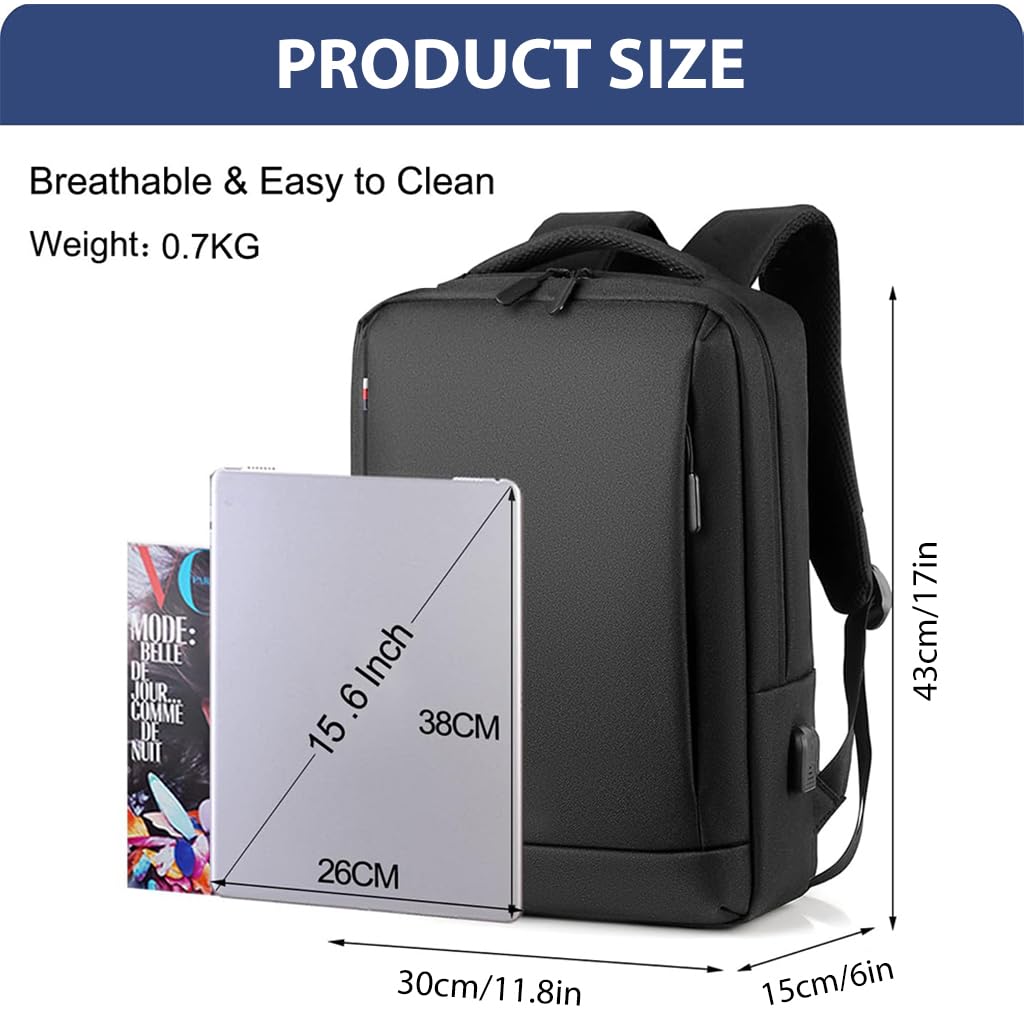 GUSTAVE Business Backpack for Men Fashion Business Laptop Backpack 15.6 inches Laptop Bag Breathable Back Support Design Waterproof Oxford Cloth Outdoor Travel Backpack, 30x15x43cm