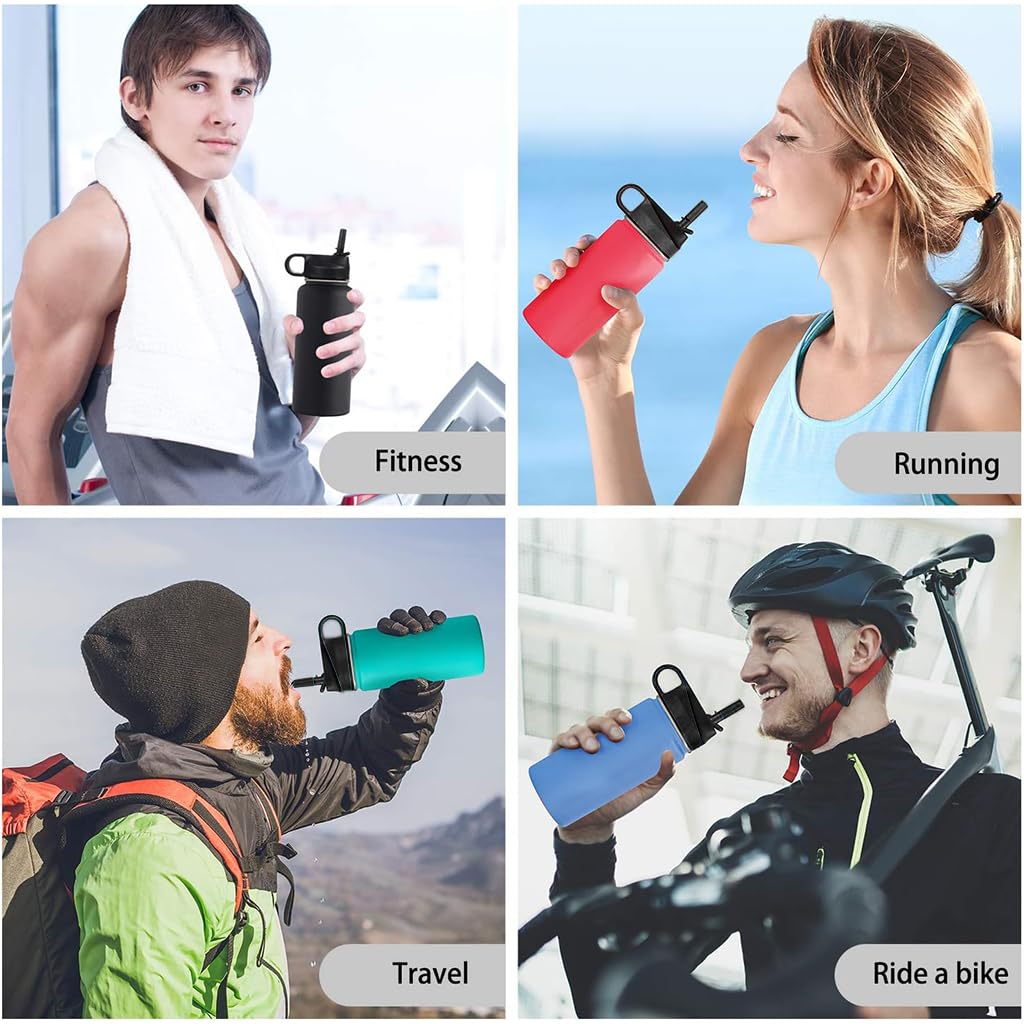 HASTHIP Lids with Straw for Hydroflask Wide Mouth 20 32 40 oz Wide Mouth Water Bottle, Lids Compatible with Hydro Flask Sports Water Bottle Straw Lid Top Straw Cap-Dust Cover