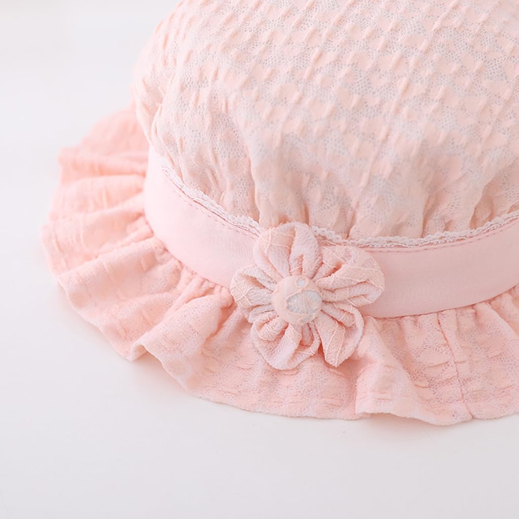 SNOWIE SOFT Baby Sun Hat Toddler Girls Sun Cap Breathable Cotton Sun Cap Bucket Hat Cute Floral Embossing Baby Girls Hat Birthday Gift for Girls 6-18 Months
