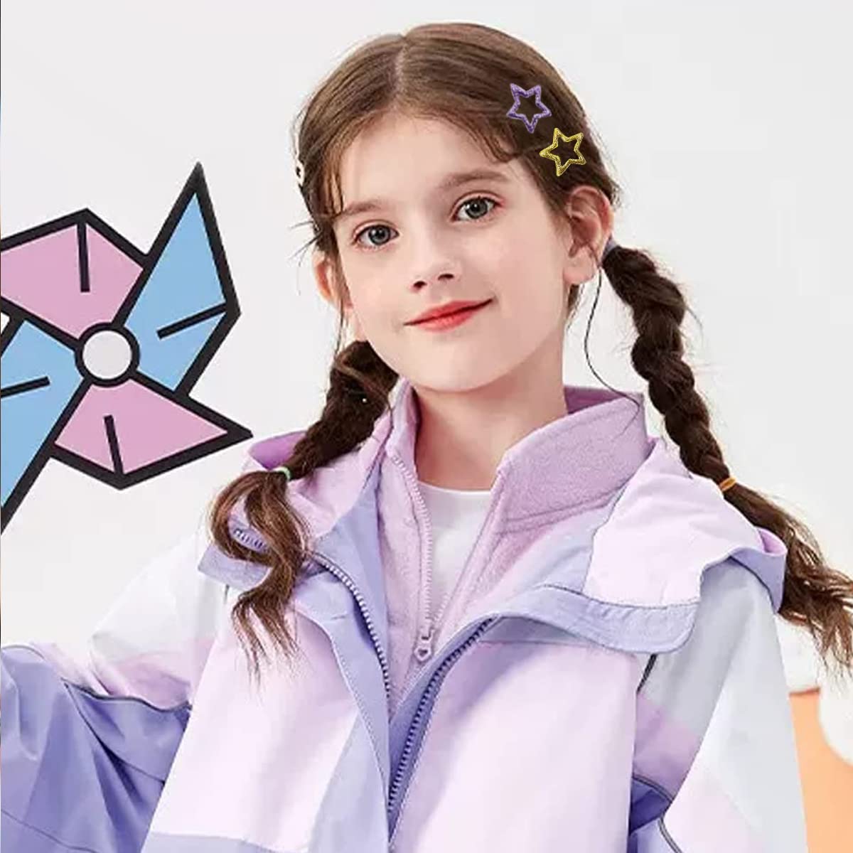 PALAY Snap Hair Clips for Girls Kids, 20Pcs Shining Stars Metal Hair Barrettes Non-slip Colorful Cute Hair Accessories for Toddlers Teen Girls