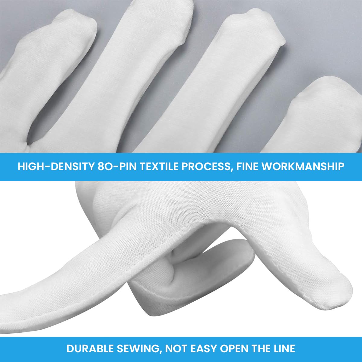 Serplex 12 Pairs White Cotton Gloves Artwork Crafting Gloves Professional Jewelry Inspection Gloves Breathable Working Gloves Hygiene Gloves
