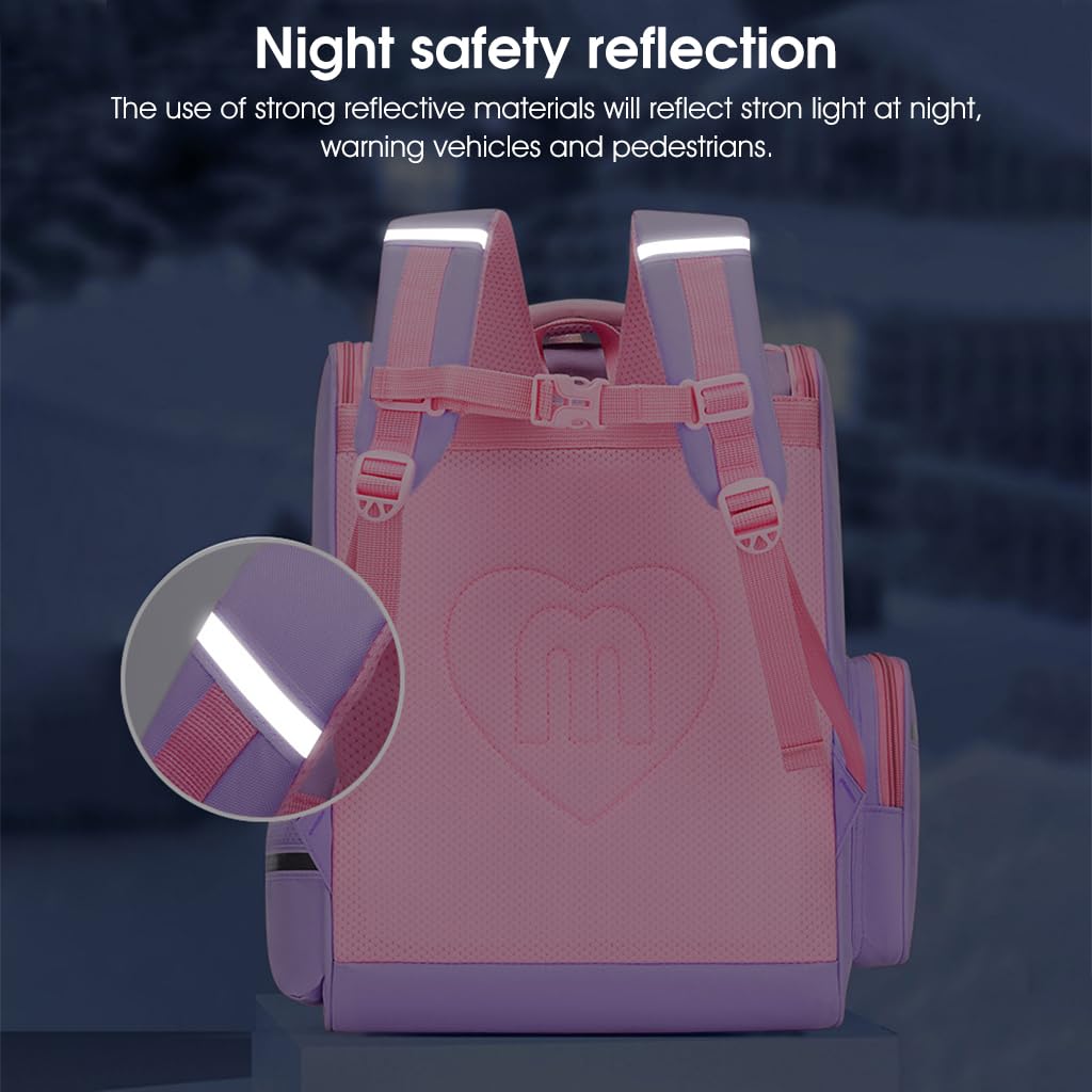PALAY School Backpack for Girls, Mermaid Cartoon School Backpack Large Capacity Girls Backpack for School, Travel, Camping, Burden-relief School Backpack for Kids 6-12 Years Old
