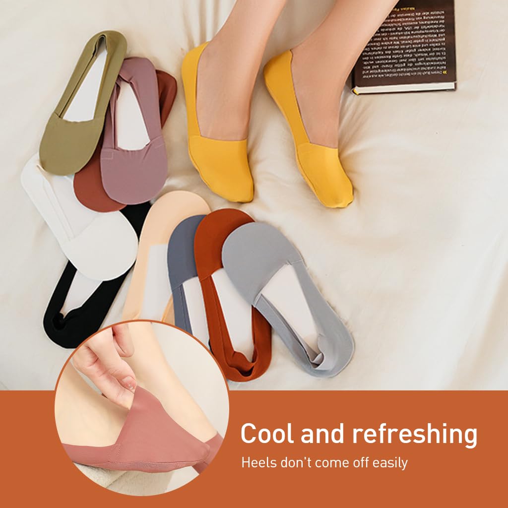 PALAY No Show Socks for Women Summer Low Cut Socks Non Slip Invisible Hidden Sock Cool Comfort Breathable No Show Liner Socks with Anti-Slip Silicone Strip - 10 Pairs