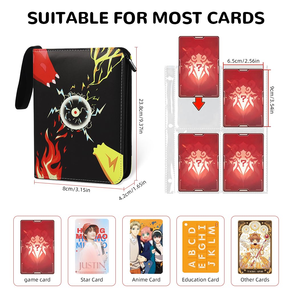 PATPAT Anime Trading Cards Holder Binder Organizer for 400 Trading Cards, Poke-mon Cards Collection Bag Game Cards Binder Case, Game Cards Case Childern's Day Gifts for Kids Boys Girls