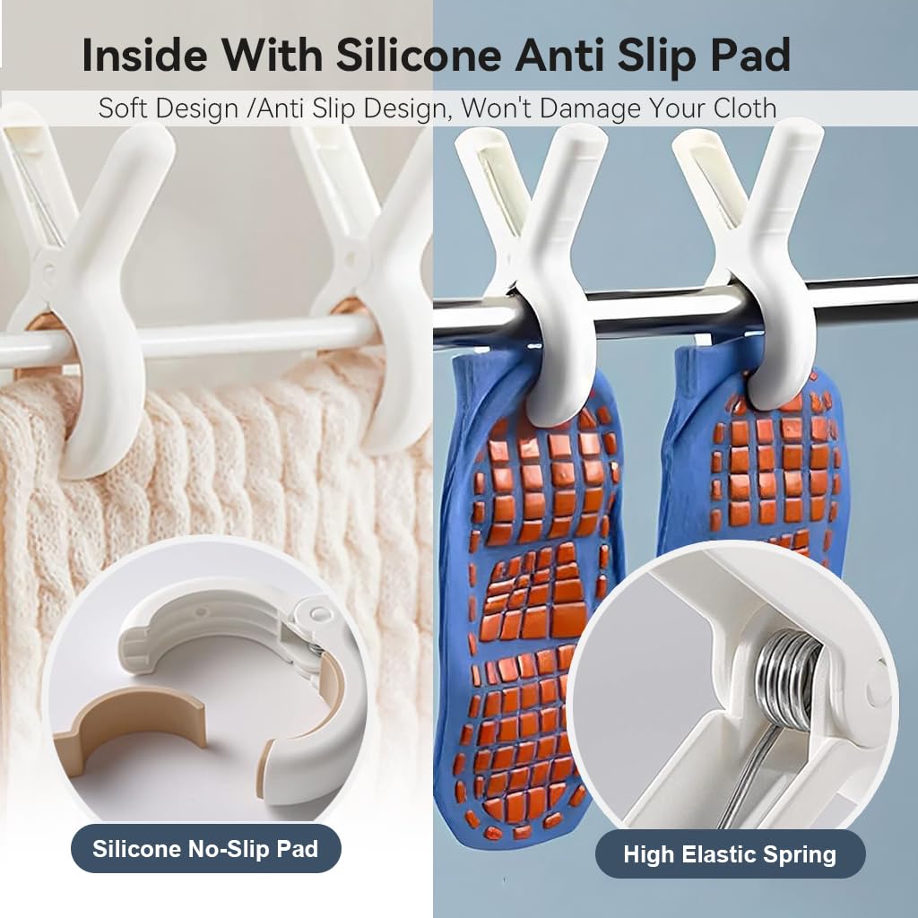 Supvox 12Pcs Clothesline Clips Windproof Bed Sheet Clip Large Clips Windproof Clips Traceless Spring-loaded Clothesline Clips for Drying Multipurpose Laundry Clips for Bed Sheet, Quilt, Clothes