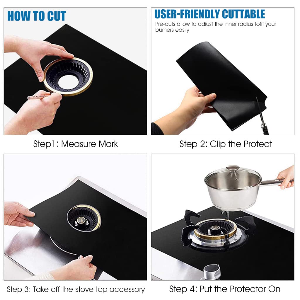 HASTHIP 3pcs Stove Protector for Gas Range, Stove Burner Liners, Stove Burner Covers for Gas Stove Top Cleaning Kitchen Tools (10.6 * 21.3'')