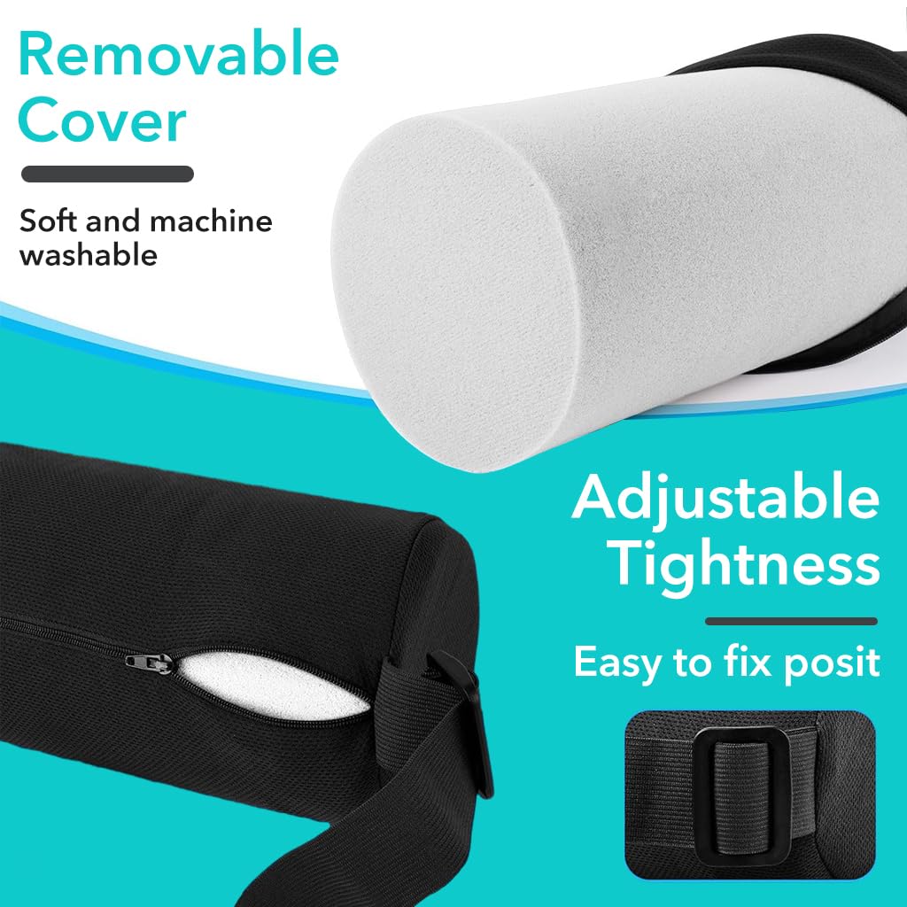 HANNEA Lumbar Support Pillow for Office Chair Lumbar Roll for Chair, Lumbar Roll Pillow for Relieving Back Pain & Improving Posture with Elastic Strap